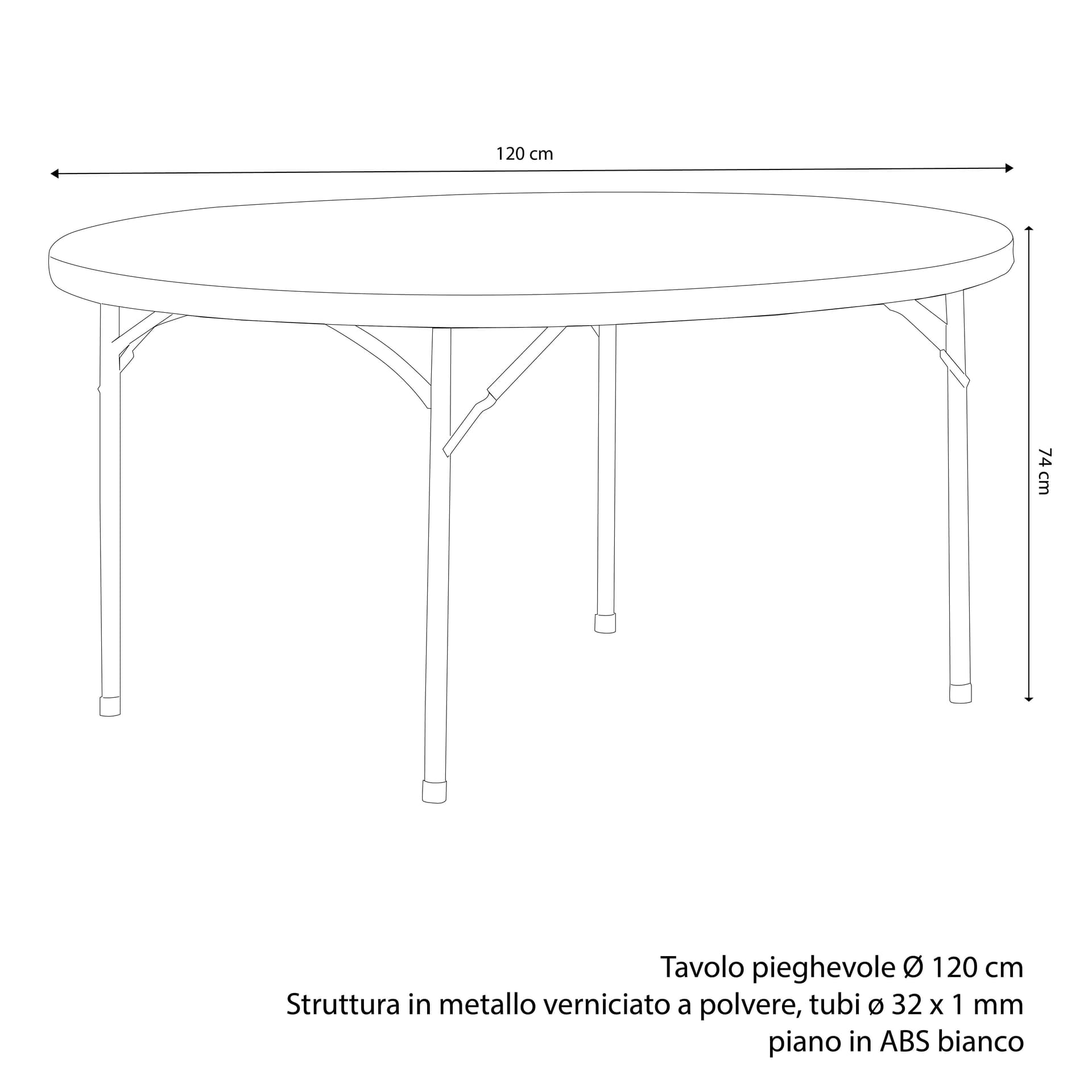 CATE - tavolo catering 120 cm Bianco in Tavoli da sala da pranzo Milani Home - Dueville, commercioVirtuoso.it