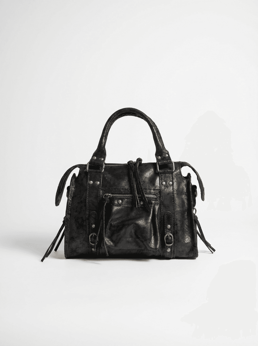 DOPPIASE City Bag media in vera pelle vintage Made in Italy 30x23x14cm