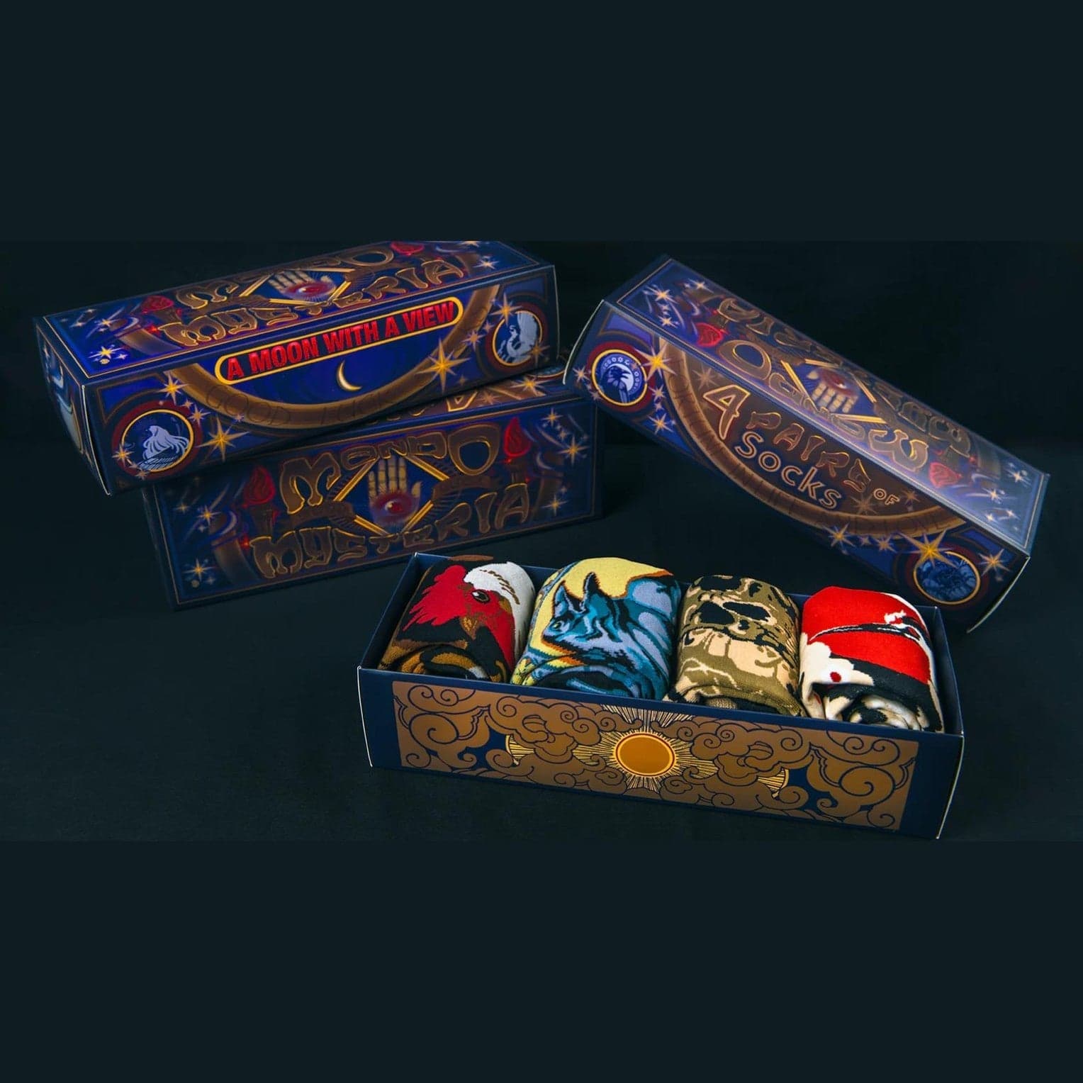 Calze socks a Moon with a View gift box Mondo Mysteria in Ginevra Glad Store - Genova, commercioVirtuoso.it