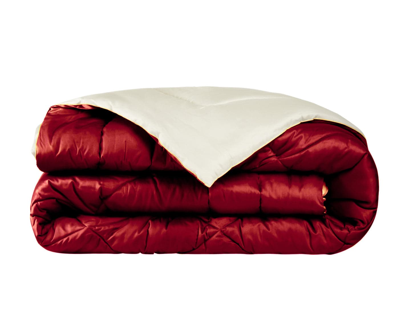 Trapunta matrimoniale Invernale bifaccia-double face in raso di puro cotone Made in Italy Beige/Bordeaux