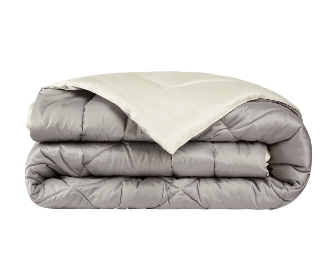 Trapunta matrimoniale Invernale bifaccia-double face in raso di puro cotone Made in Italy Beige/Grigio Fumo