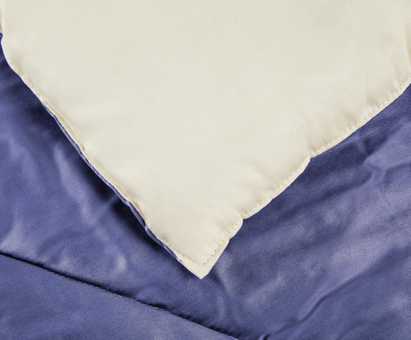 Trapunta matrimoniale Invernale bifaccia-double face in raso di puro cotone Made in Italy Beige/Blu Avio - Vanita di raso