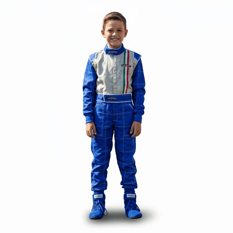 Go Kart Sc. 40% Tuta Intera Bambino Ragazzo Blu Argento Tuta Go Kart Professionale Bandiera Italiana in Tute TopGas - Roverbella, commercioVirtuoso.it
