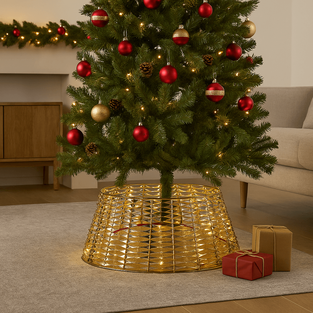 Copri base per Albero di Natale in plastica con luci Led per decorazioni natalizie - 4