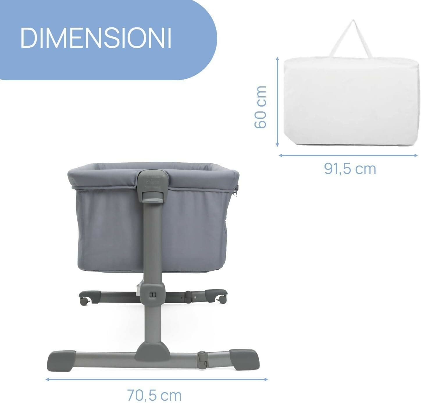CHICCO Next2Me Essential - Culla Neonato, Compatibile Con Diversi Letti, Altezza Regolabile, Inclinabile, Buona Circolazione Dell'Aria, Materasso E Borsa Inclusi, Vari Colori Disponibili, Stone Re_Lux E Dove Re_Lux in Lettini da affiancare Sanitaria Gioia del Bimbo - Villa San Giovanni, commercioVirtuoso.it