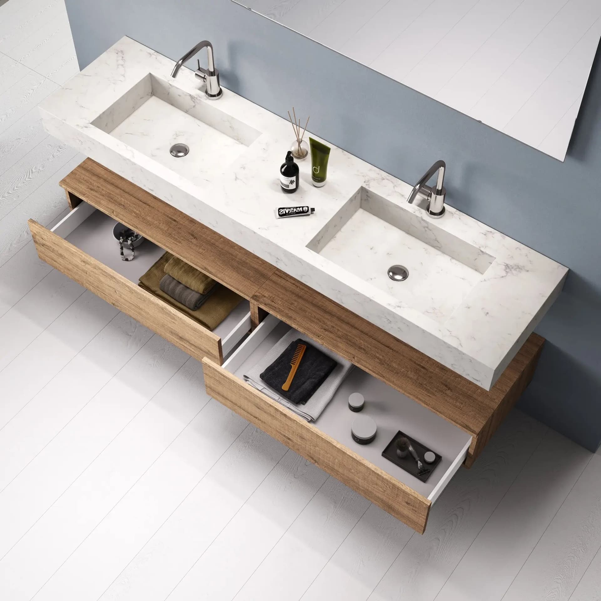 Mobile Bagno Sospeso 180cm Con Vasca Integrata Cassetto E Specchio in Mobiletti con lavabo Shopbagno.it - Roma, commercioVirtuoso.it
