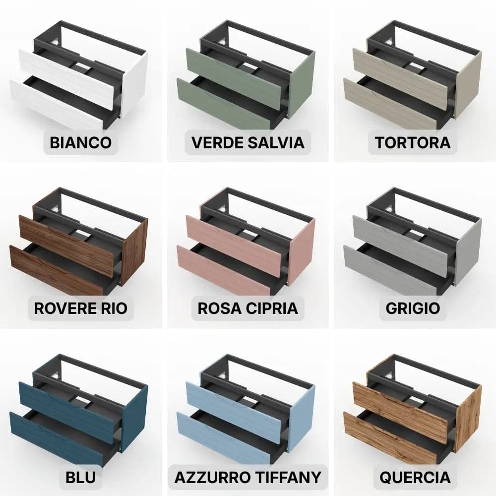 Composizione Bagno Sospesa 90cm - Solmira in Mobiletti con lavabo Shopbagno.it - Roma, commercioVirtuoso.it