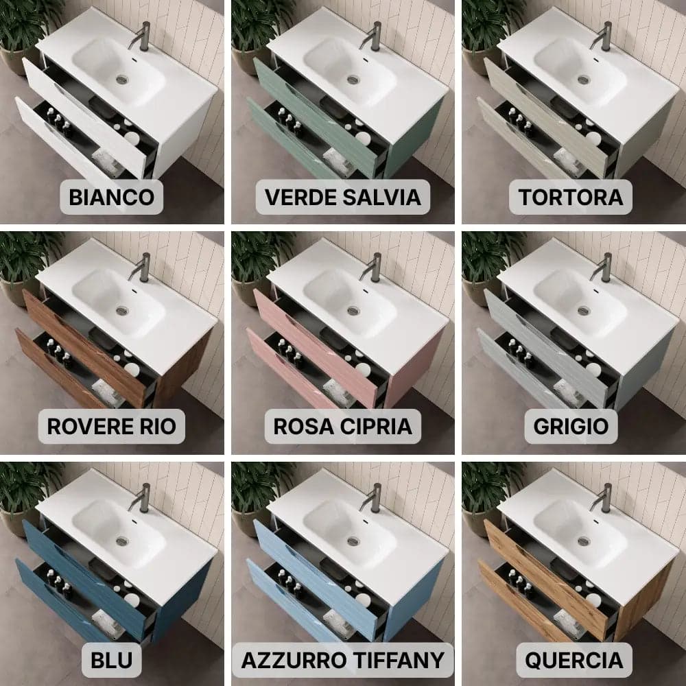 Composizione Bagno Sospesa 60cm - Solmira in Mobiletti con lavabo Shopbagno.it - Roma, commercioVirtuoso.it