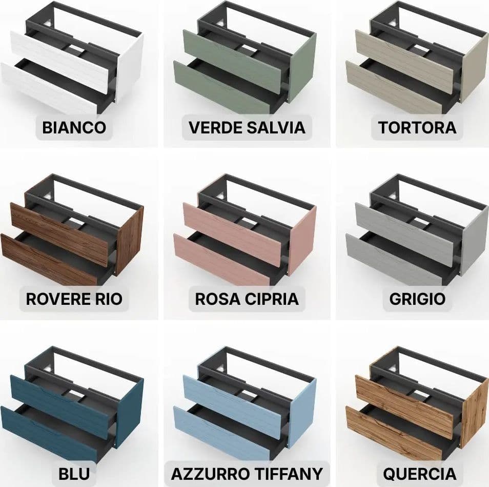 Composizione Bagno Sospesa 60cm - Solmira in Mobiletti con lavabo Shopbagno.it - Roma, commercioVirtuoso.it
