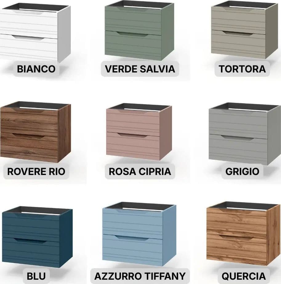 Composizione Bagno Sospesa 60cm - Solmira in Mobiletti con lavabo Shopbagno.it - Roma, commercioVirtuoso.it