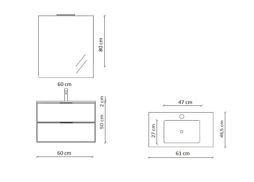 Composizione Bagno Sospesa 60cm - Solmira in Mobiletti con lavabo Shopbagno.it - Roma, commercioVirtuoso.it