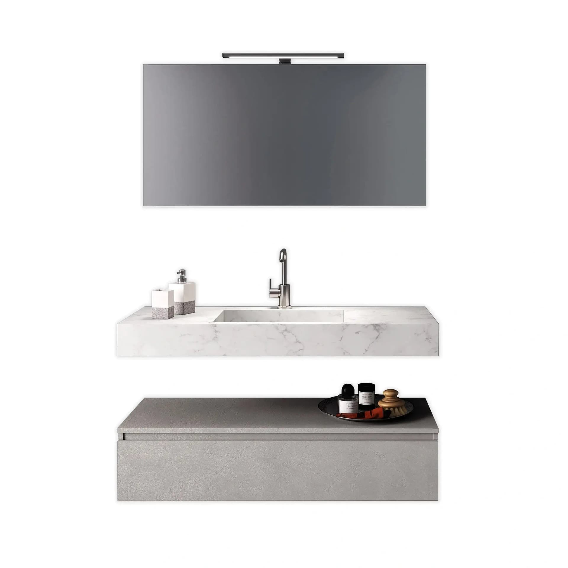 Composizione Bagno 90cm Con Vasca Integrata Cassetto E Specchio - Mobile Bagno TFT