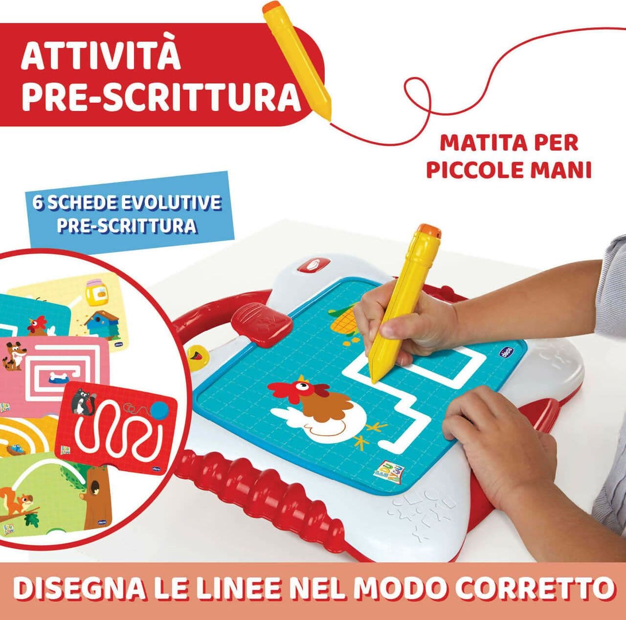 CHICCO Lavagna Leggi & Scrivi - Lavagna Cancellabile Bambini con Schermo LCD e Set di Carte, Esercizi di Pre-Scrittura e Disegno Libero, Ispirato al Metodo Montessori, Percorso educativo pregrafismo - Giochi Educativi in Giochi musicali Sanitaria Gioia del Bimbo - Villa San Giovanni, commercioVirtuoso.it