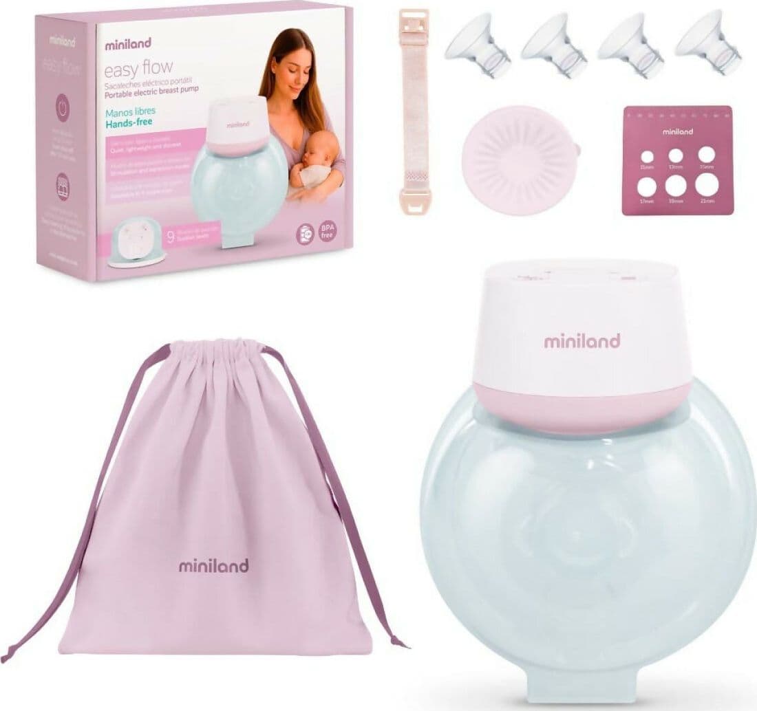 MINILAND Easy Flow Tiralatte Elettrico Indossabile Portatile Leggero | 2 Modalità, 9 Livelli di Intensità, Display LED, Ricaricabile tramite USB, 180 ml BPA Free - Mani Libere in Tiralatte Sanitaria Gioia del Bimbo - Villa San Giovanni, commercioVirtuoso.it