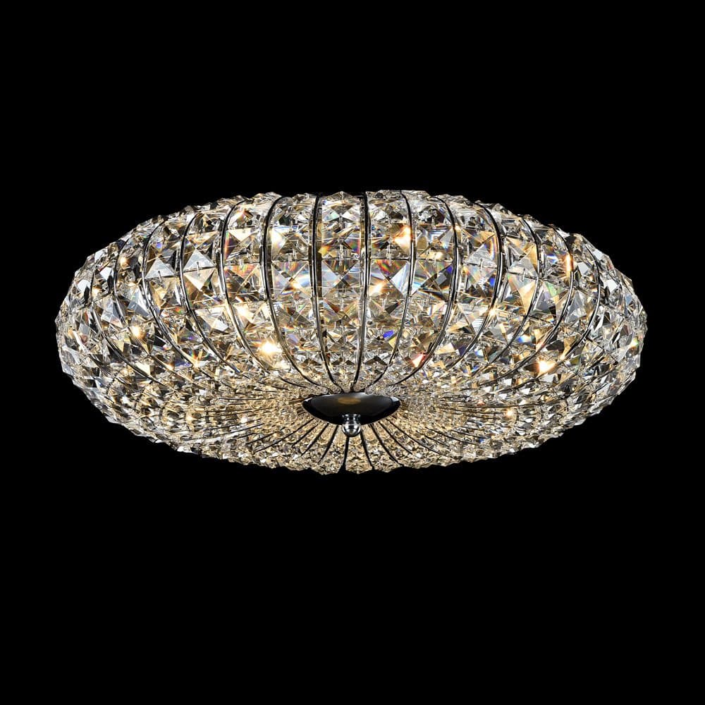 Plafoniera Contemporanea Broche Metallo Nichel 6 Luci Con Cristalli in Plafoniere LuceArt - Montecorvino Pugliano, commercioVirtuoso.it