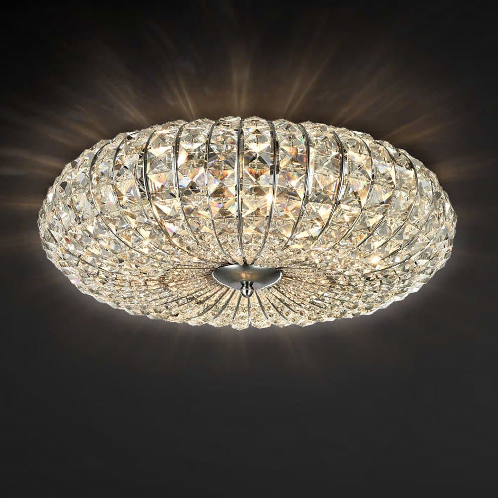 Plafoniera Contemporanea Broche Metallo Nichel 6 Luci Con Cristalli in Plafoniere LuceArt - Montecorvino Pugliano, commercioVirtuoso.it