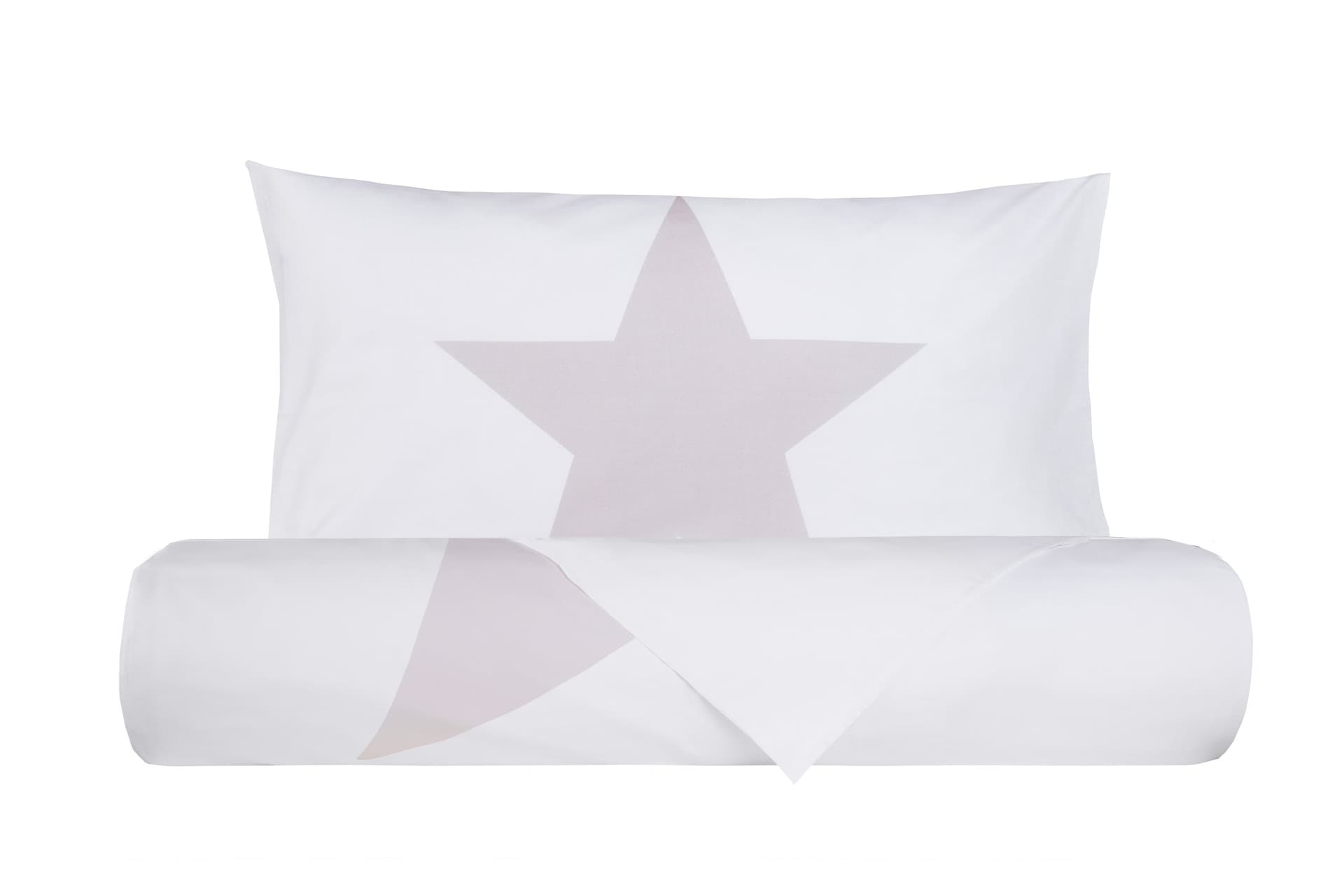 Set copripiumino federe letto 100% cotone stampa digitale STELLA ROSA/BIANCO in Set copripiumini e federe Vanita di raso - Sesto San Giovanni, commercioVirtuoso.it