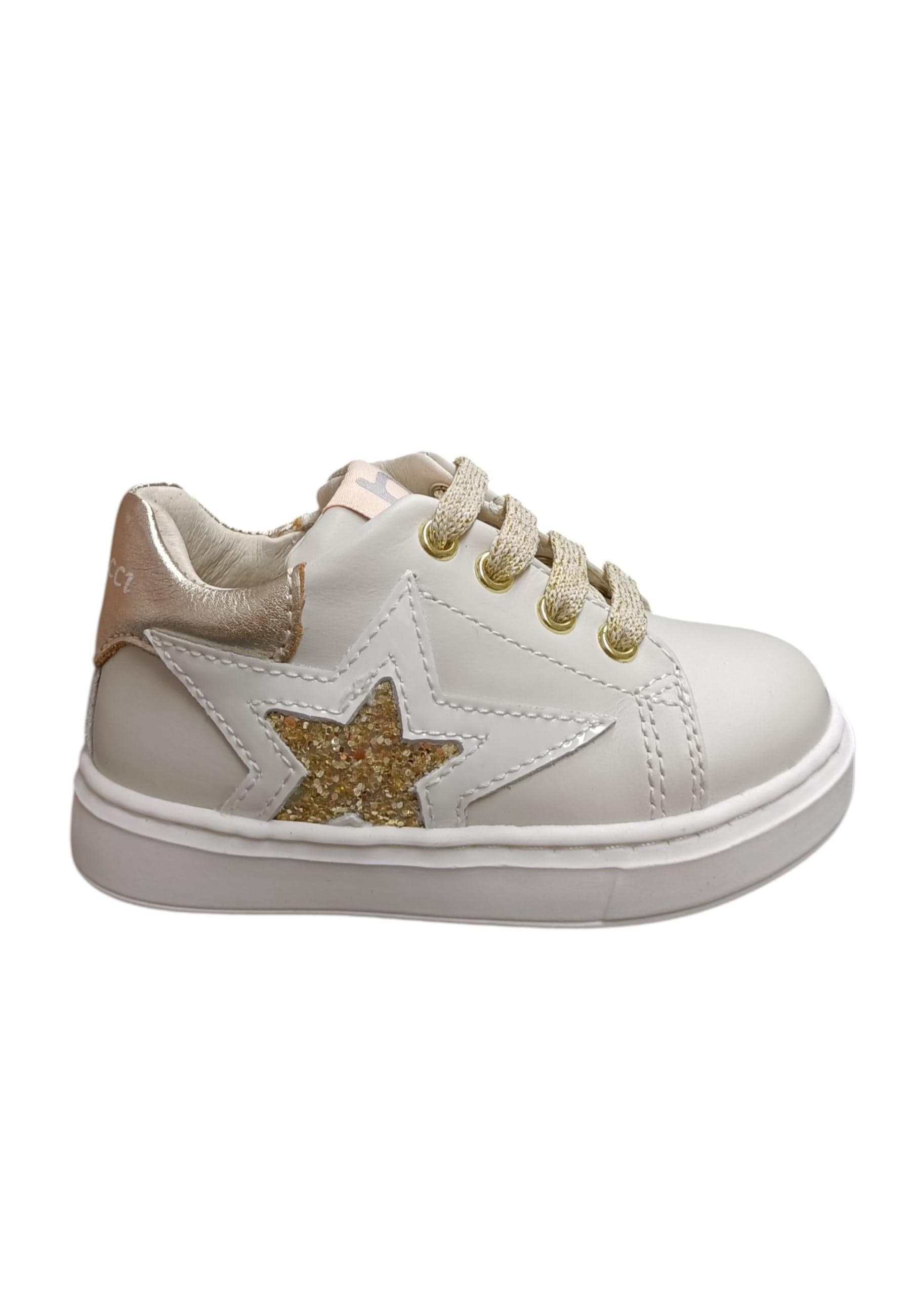 Sneakers primi passi bambina Balducci Cita bianco oro pelle - Eleganza preziosa con chiusura lacci - 6