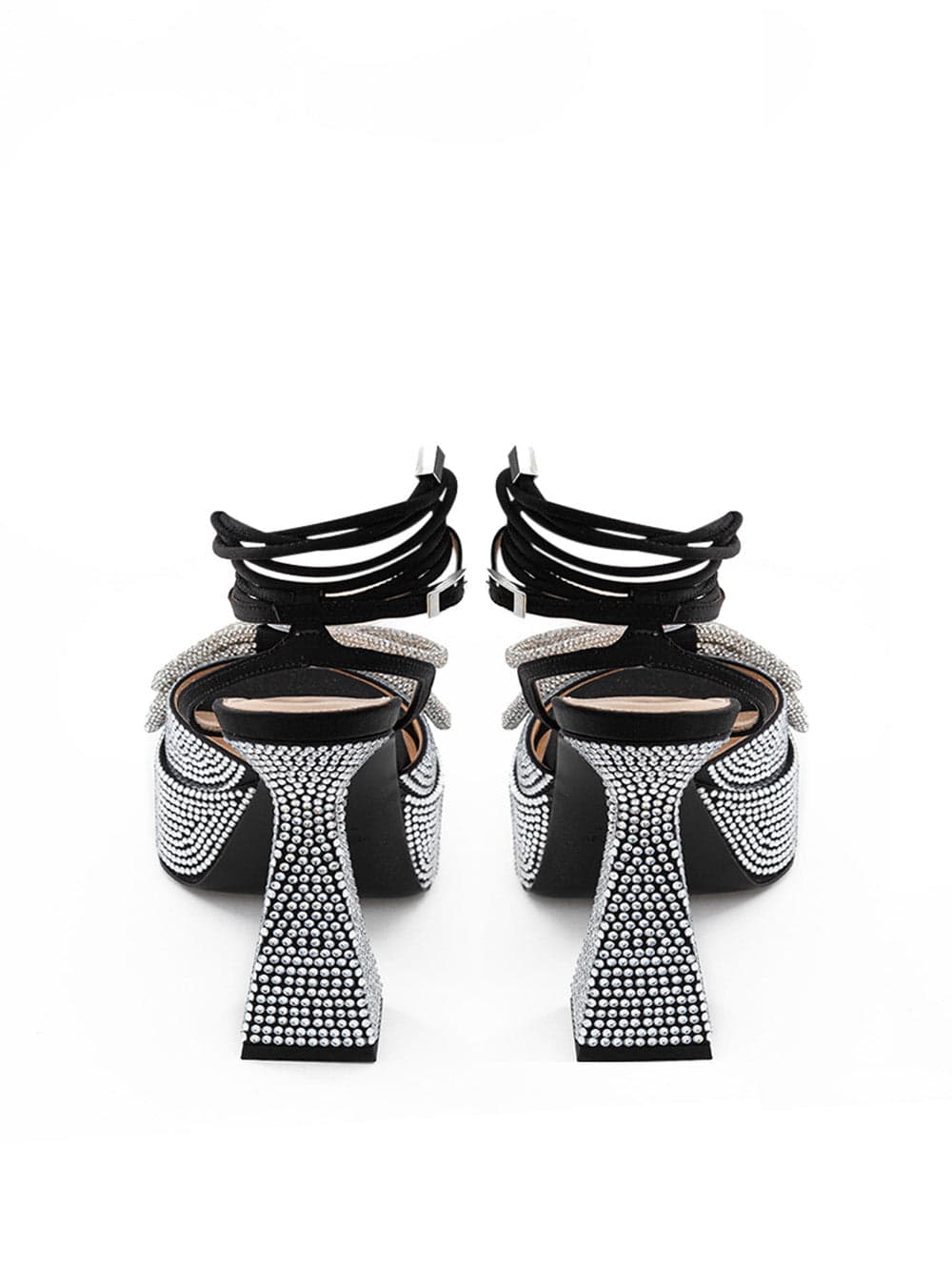 MACH & MACH Sandali Plateau Nero con Cristalli Doppio Fiocco Mach & Mach da donna in Sandali moda Drestige - Casamassima, commercioVirtuoso.it