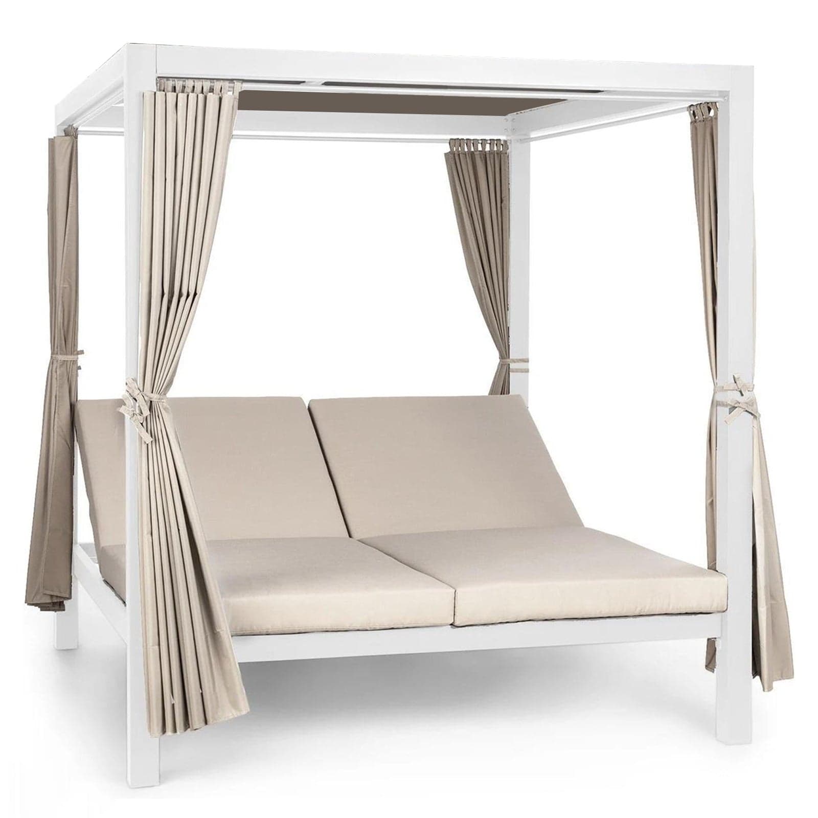 Lettino "Daybed Sleep" prendisole ad isola per giardino e piscina, baldacchino reclinabile con tende - 9