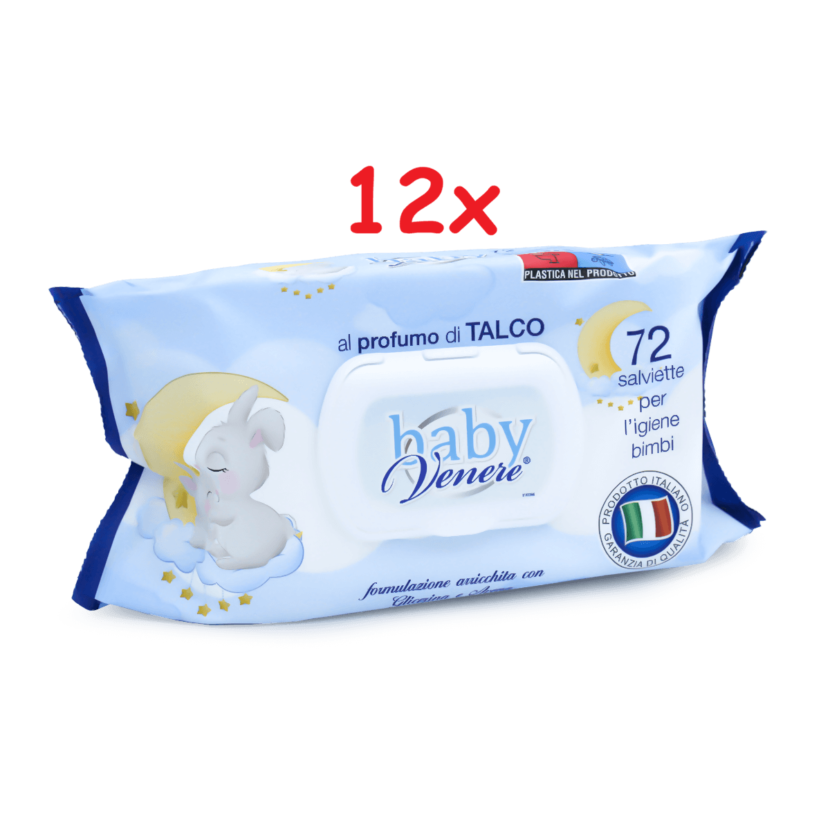 BABY VENERE Salviettine Detergenti delicate ed emollienti - formulazione arricchita con glicerina - profumo TALCO - per pelli sensibili - 12 pacchi da 72 salviettine - 864 salviettine DERMACOTONE in Salviette detergenti Sanitaria Gioia del Bimbo - Villa San Giovanni, commercioVirtuoso.it