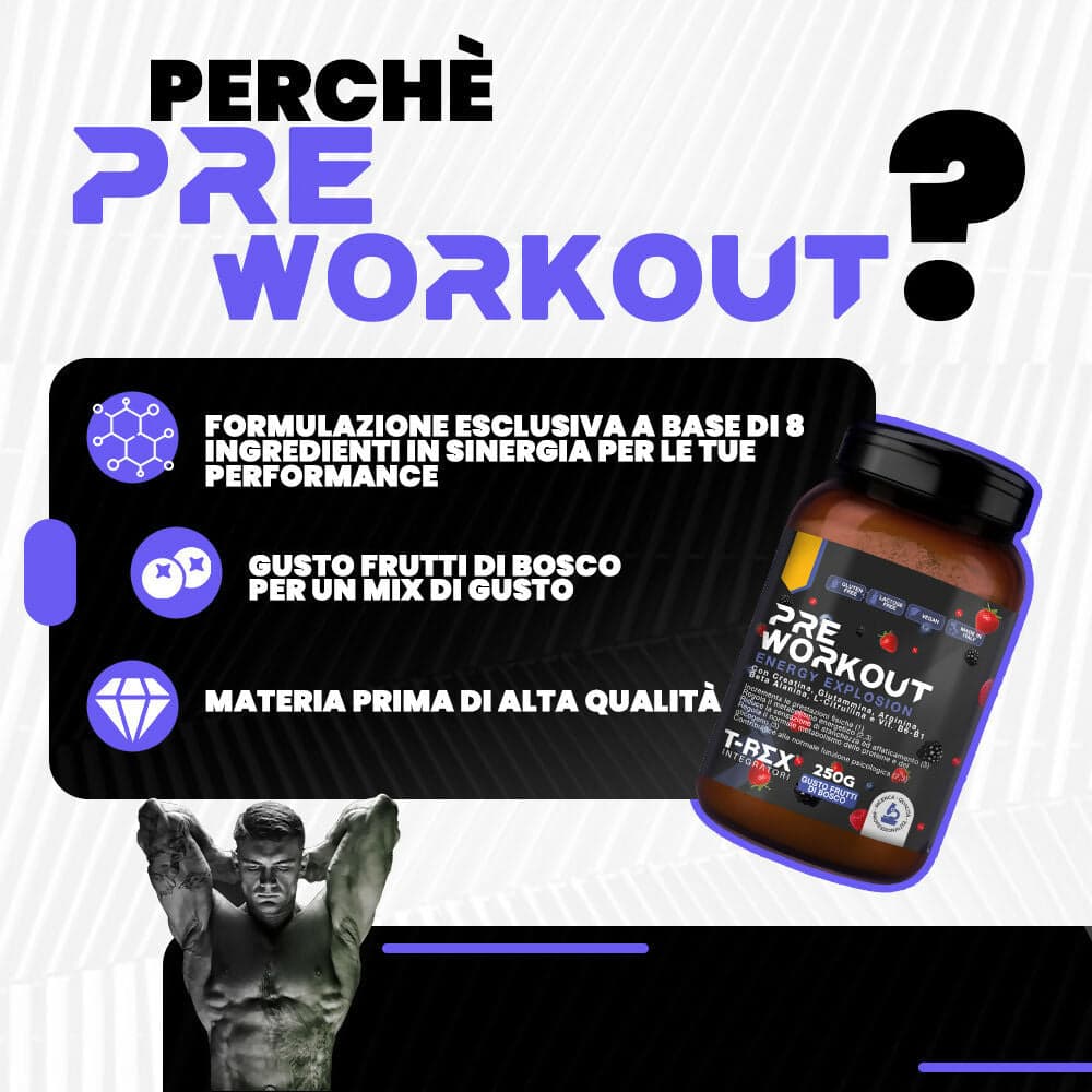 T-rex integratori pre workout, energy drink potente con creatina monoidrata, citrullina, taurina, arginina, beta alanina e vitamine - senza caffeina, 250 g (frutti di bosco, 250 g (confezione da 1)) in Creatina MyLab Nutrition - Roma, commercioVirtuoso.it