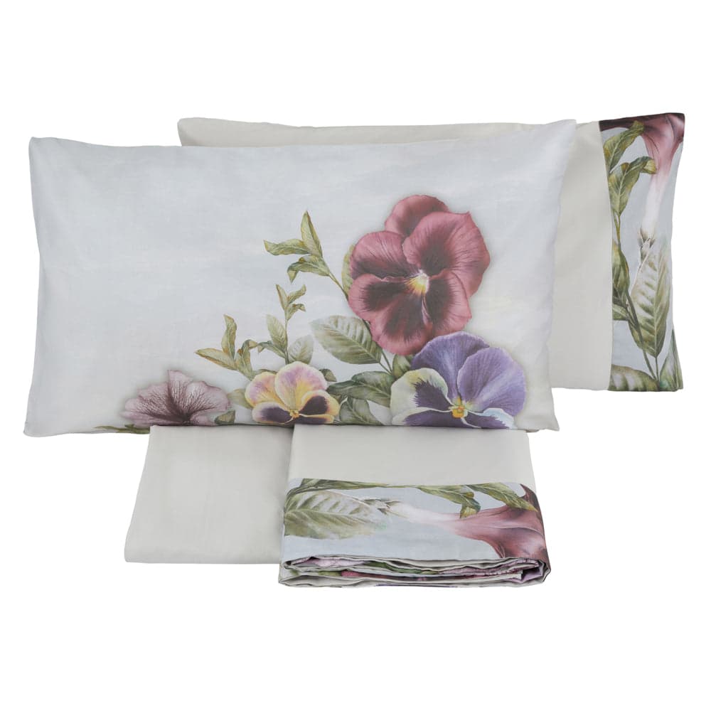 Completo Lenzuola Matrimoniale Bloom Violetta Tessitura Randi Raso Cotone 300TC
