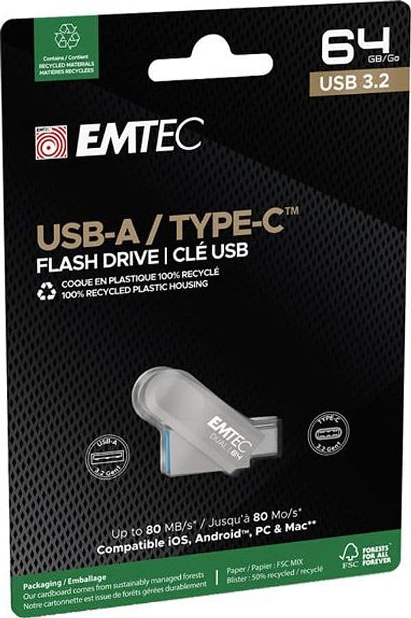 Emtec Memoria Dual USB3.2 to Type-C D280 64GB