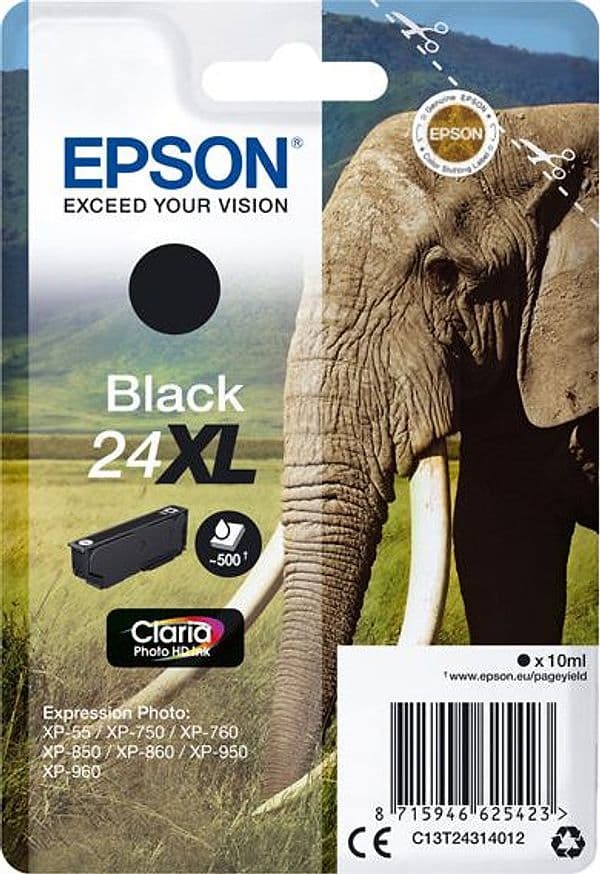 CARTUCCIA NERA CLARIA PHOTO HD SERIE 24XL ELEFANTE BLISTER
