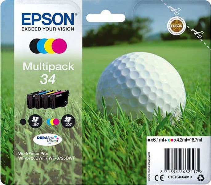 CONF. 4 CARTUCCE INK MULTIPACK 1 PER COLORE 34 PALLINA DA GOLF