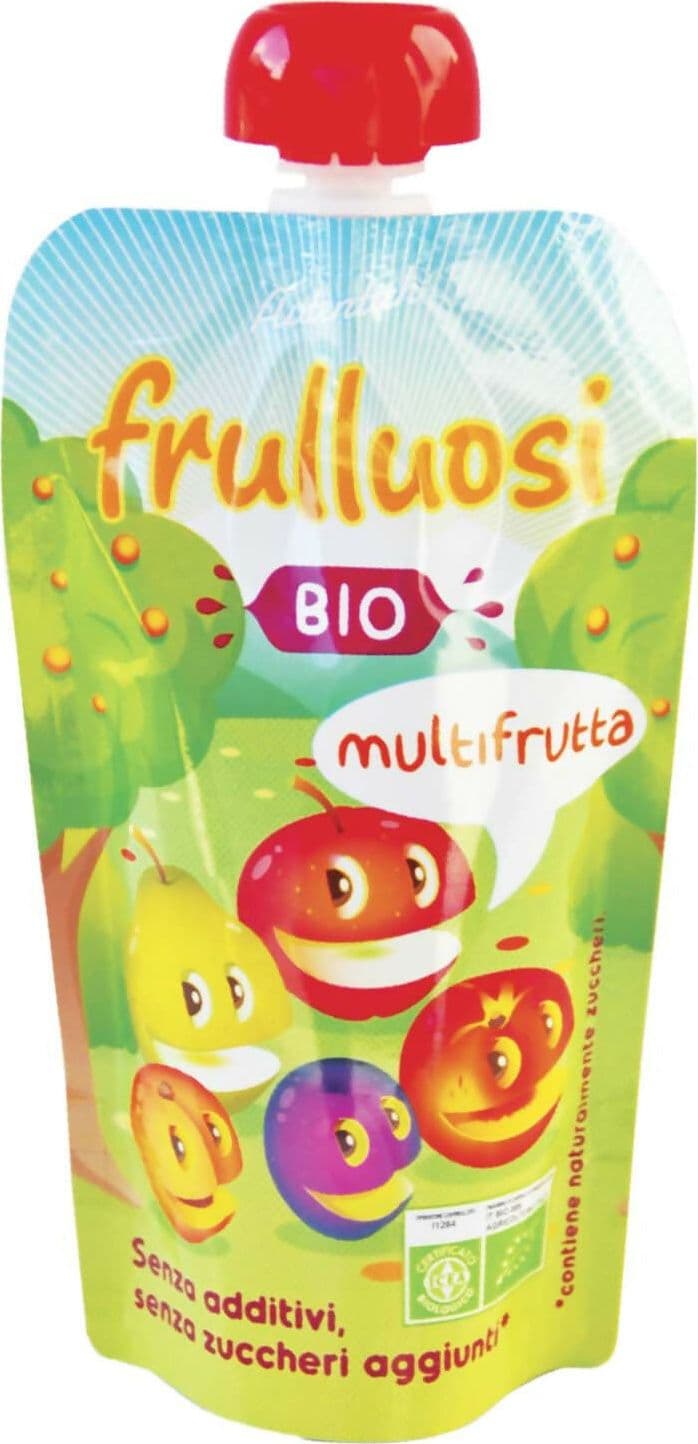 Frulluosi multifrutta bio - doypack 200ml - tascabile senza zuccheri aggiunti perfetto per una merenda salutare