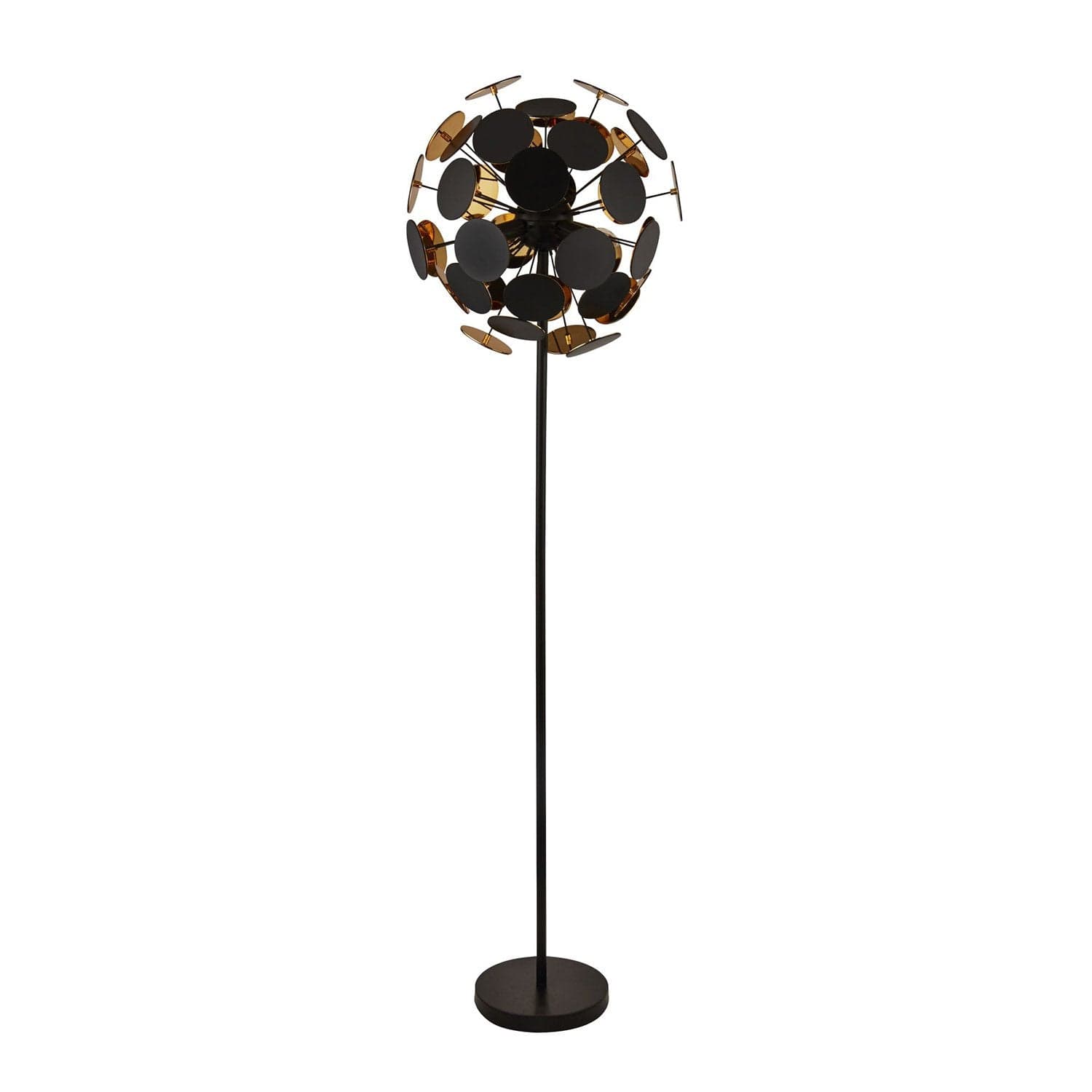 Piantana Contemporaneo Disco Acciaio Nero Policarbonato Oro 1 Luce E14 in Lampade da terra LuceArt - Montecorvino Pugliano, commercioVirtuoso.it