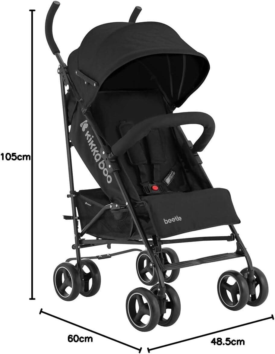 KIKKABOO Passeggino BEETLE - Passeggino da viaggio omologato fino a 22 kg - Pieghevole, Leggero, Compatto, colore NERO - telaio in alluminio, Chiusura Compatta, Schienale Reclinabile e Regolabile, Poggiagambe in Passeggini compatti Sanitaria Gioia del Bimbo - Villa San Giovanni, commercioVirtuoso.it