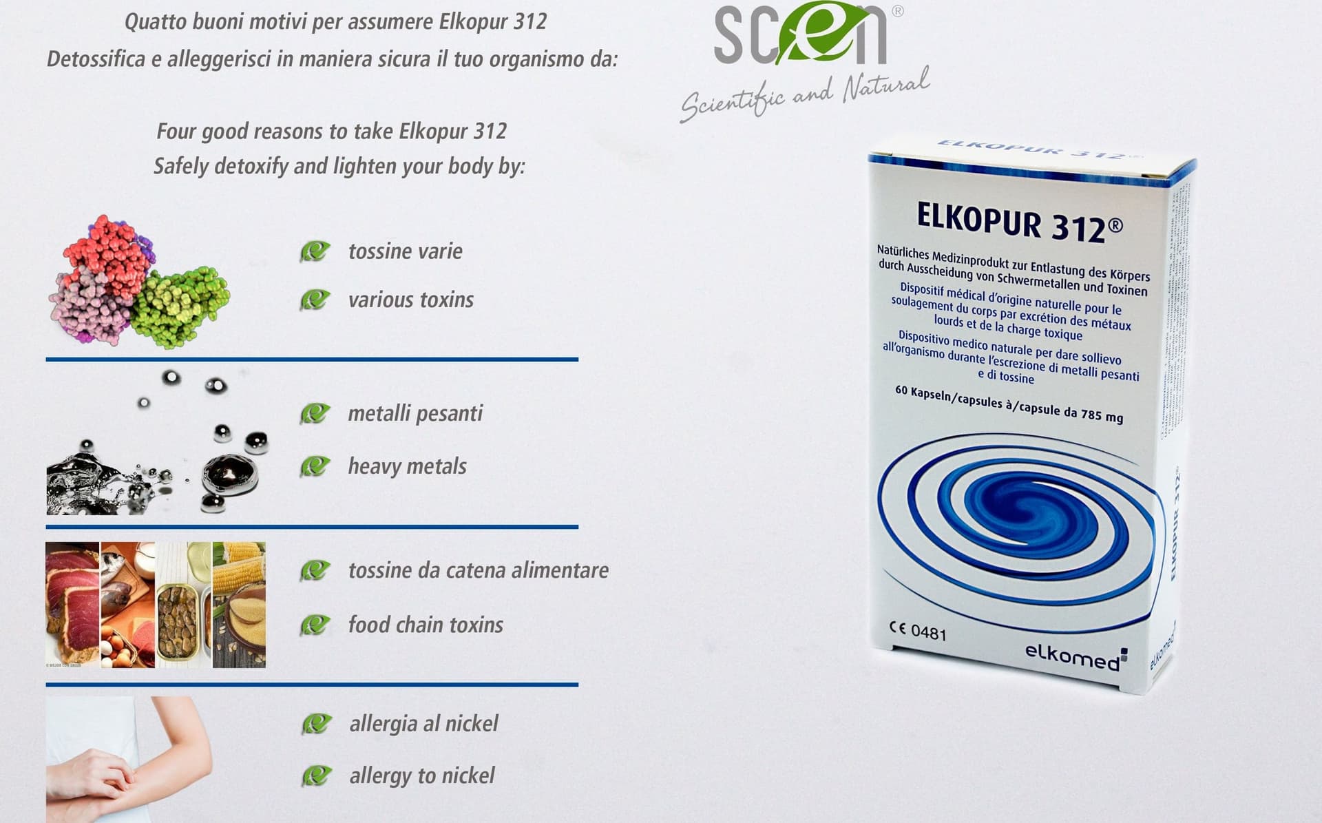 Elkopur 312 - Zeolite pura attivata - 60 capsule - 30 giorni di trattamento detox, Dispositivo medico classe 2a, Fiscalmente detraibile in Disintossicazione e purificazione Scen Scientific and Natural - Poggibonsi, commercioVirtuoso.it