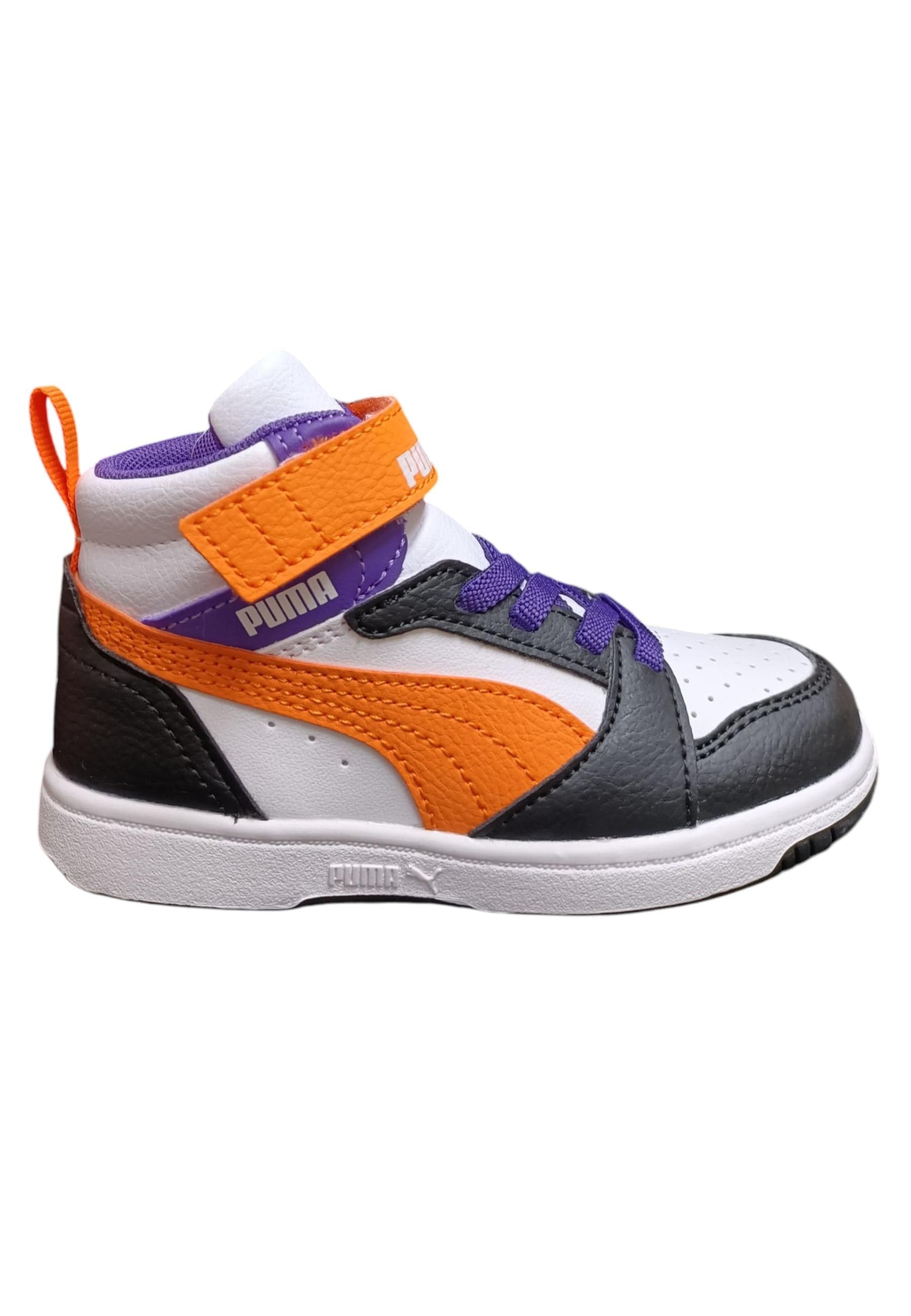 sarpe sneakers Bambine e ragazze PUMA REBOUND  bianco-nero-fuxja-arancione laccio elastico e velcro - 11