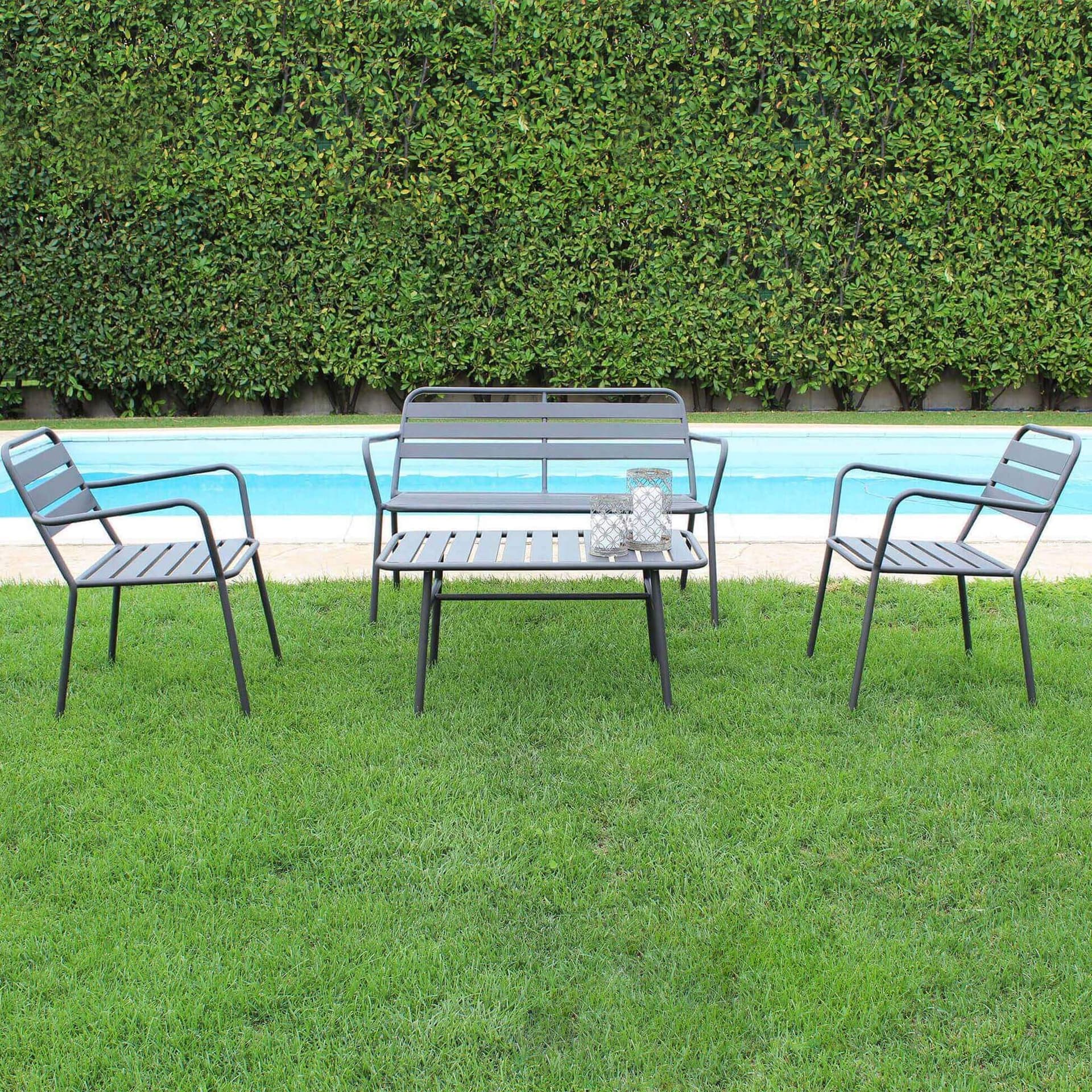 ROMANUS - salotto da giardino in metallo Grigio in Set di mobili Milani Home - Dueville, commercioVirtuoso.it