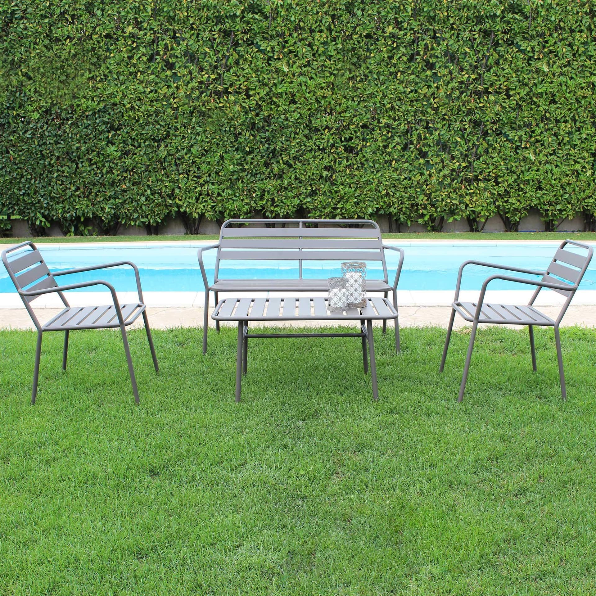 ROMANUS - salotto da giardino in metallo Taupe in Set di mobili Milani Home - Dueville, commercioVirtuoso.it