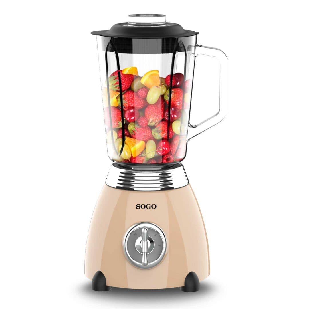 SOGO Frullatore con caraffa in vetro retrò - 6 lame - 1,5l - 500w - beige