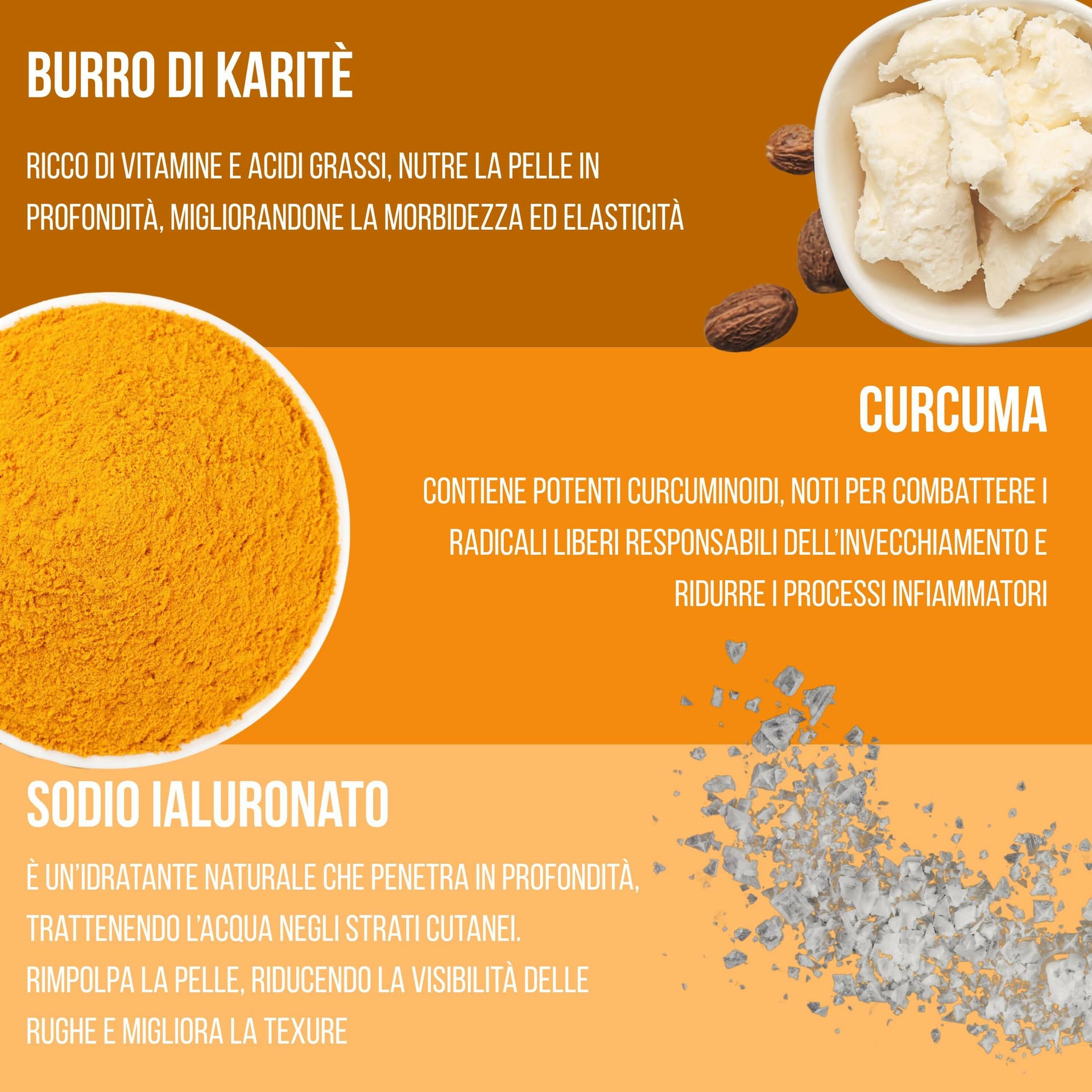 Crema Viso Antiage "Oro Naturale" alla Curcuma – Trattamento Illuminante con Sodio Ialuronato e Karité – Nutriente Giorno & Notte 50ml in Creme BasketGuru Italia - Palermo, commercioVirtuoso.it