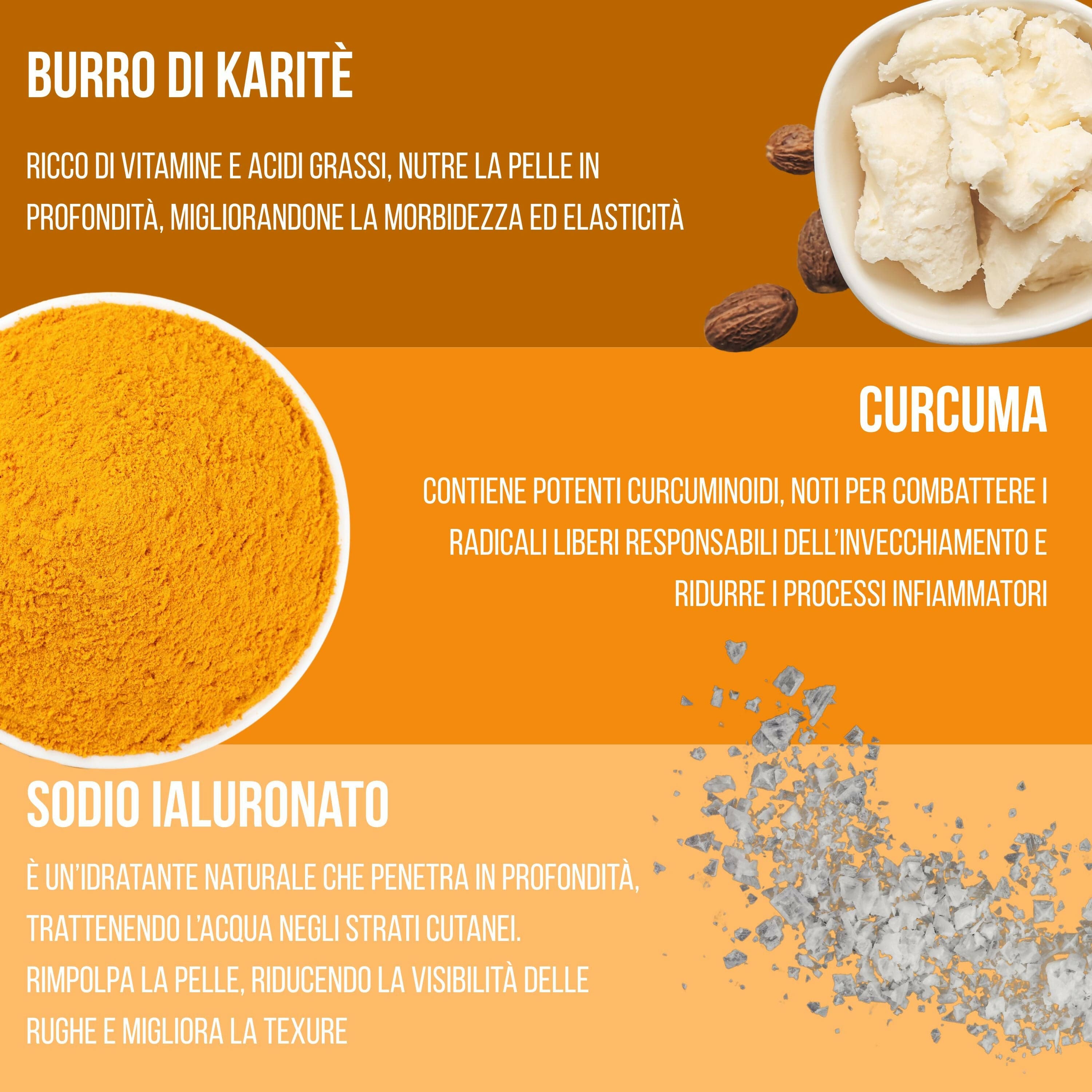 Crema Viso Antiage "Oro Naturale" alla Curcuma – Trattamento Illuminante con Sodio Ialuronato e Karité – Nutriente Giorno & Notte 50ml in Creme BasketGuru Italia - Palermo, commercioVirtuoso.it
