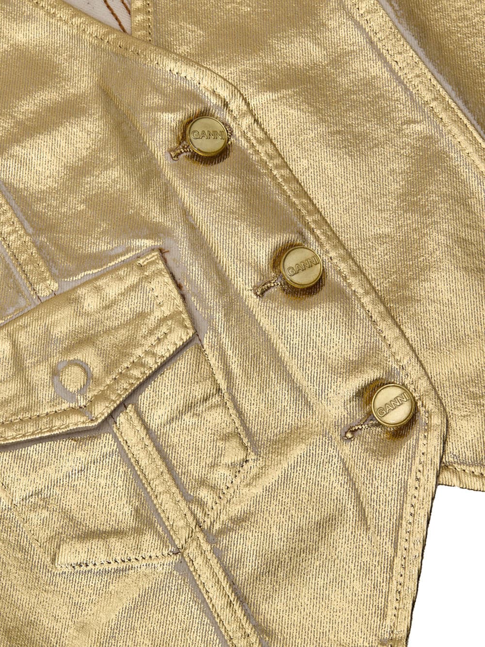 GANNI Gilet Spalmato Gold Ganni da donna in Gilet Drestige - Casamassima, commercioVirtuoso.it