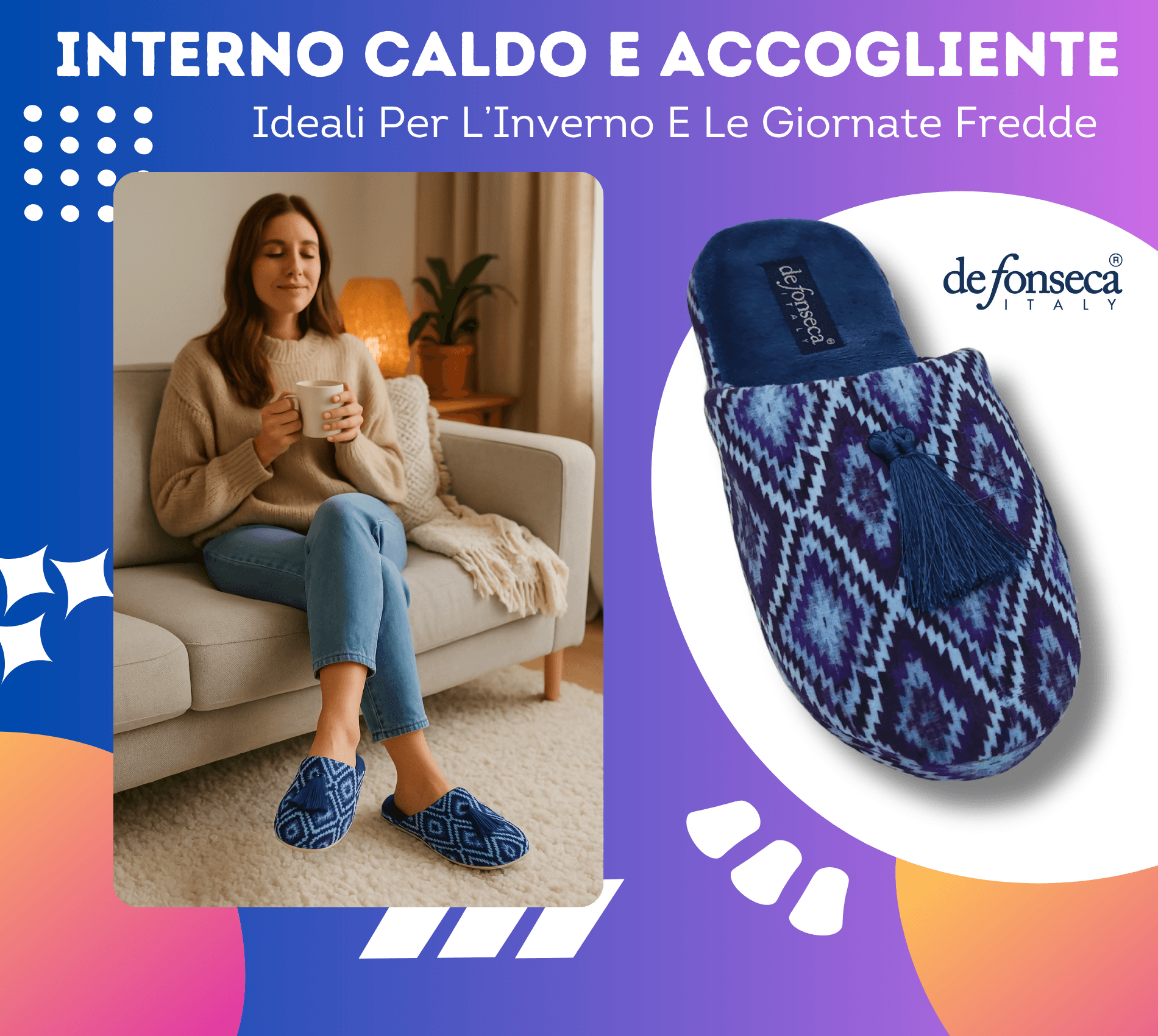 de fonseca Sissy Ciabatte Artistiche da Donna, Pantofole in Cotone, Slippers Comode e Lavabili per Casa in Infradito Primo Calzature - Venezia, commercioVirtuoso.it