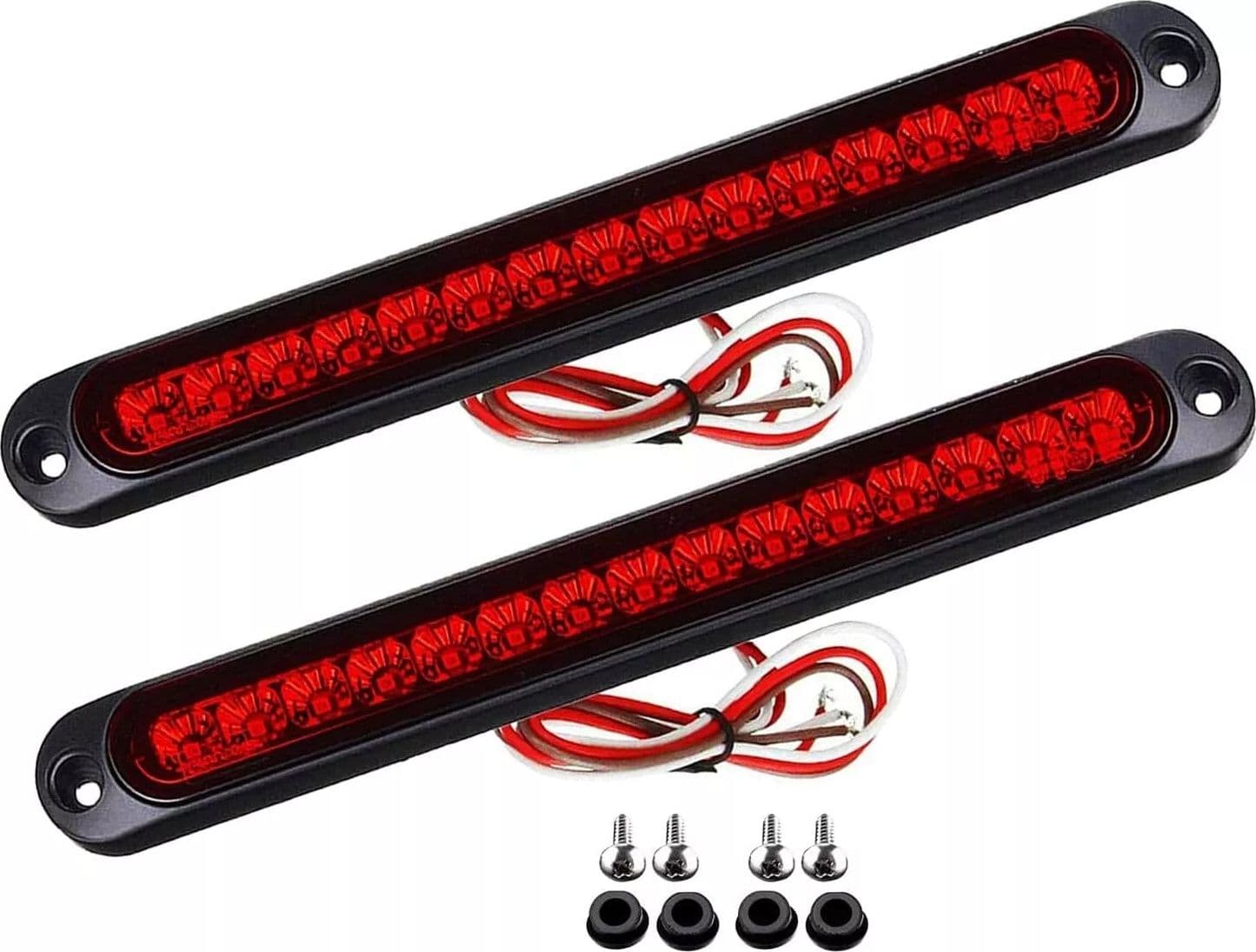 2 Luci Coppia Fanalini Barra Luci Terzo Stop Auto Camper Barca Suv 15Led Rosso 12-24V Luci ingombro Laterali in Blocchi fari posteriori Solgeny - Besate, commercioVirtuoso.it