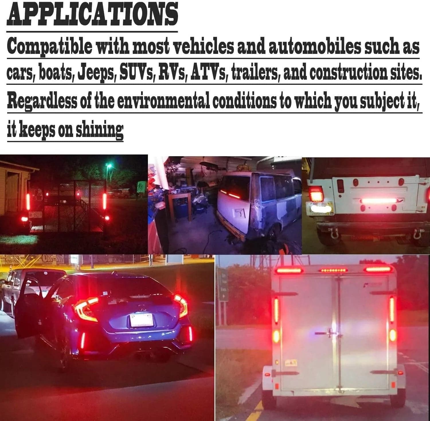 2 Luci Coppia Fanalini Barra Luci Terzo Stop Auto Camper Barca Suv 15Led Rosso 12-24V Luci ingombro Laterali in Blocchi fari posteriori Solgeny - Besate, commercioVirtuoso.it