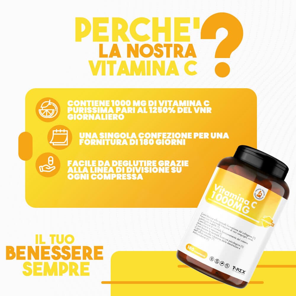 Vitamina c 1000mg, 180 compresse, 6 mesi di fornitura - alte difese immunitarie in Vitamina C MyLab Nutrition - Roma, commercioVirtuoso.it