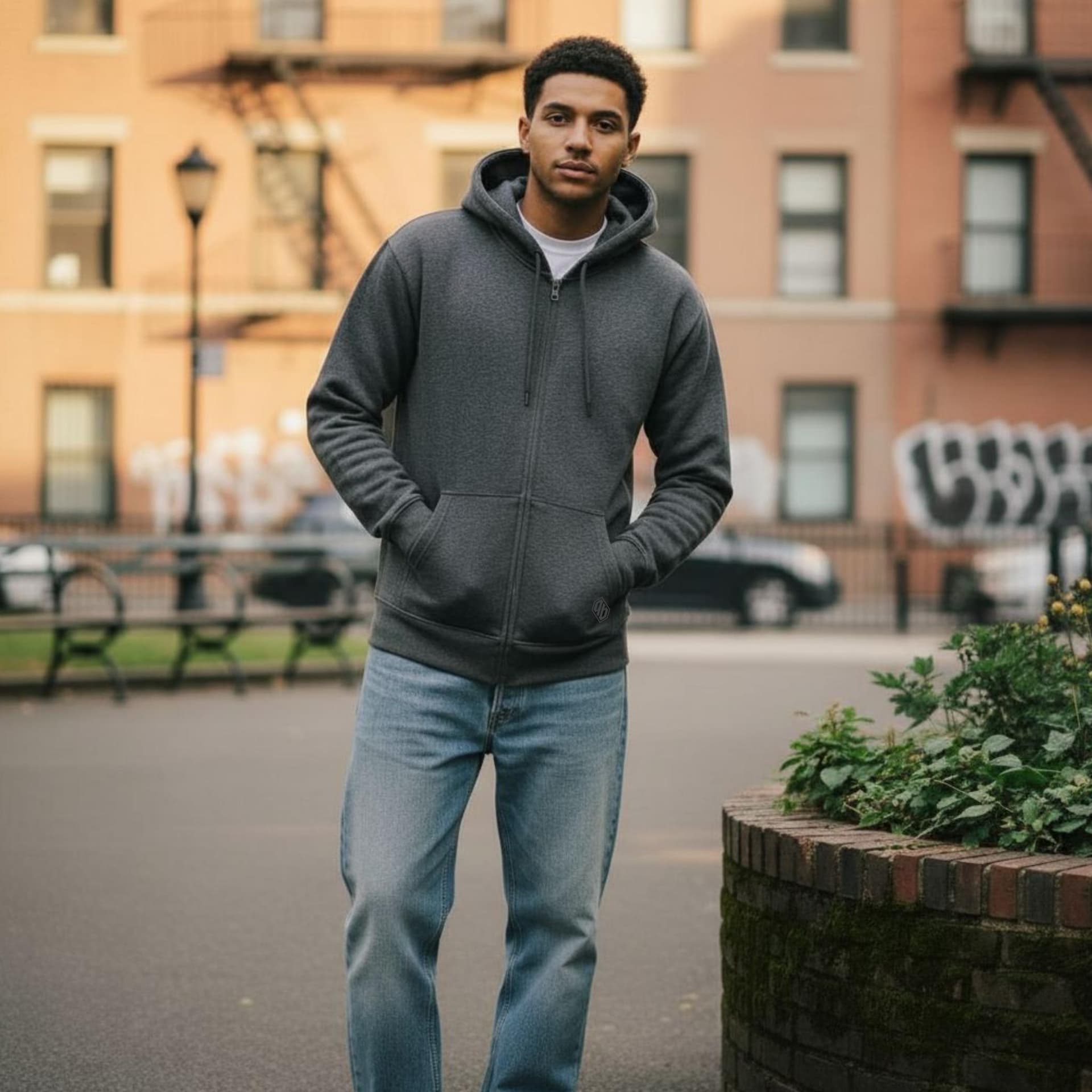 Felpa Ghettoblaster Basic Zip hoodie dark grey in Felpe con cappuccio Glad Store - Genova, commercioVirtuoso.it