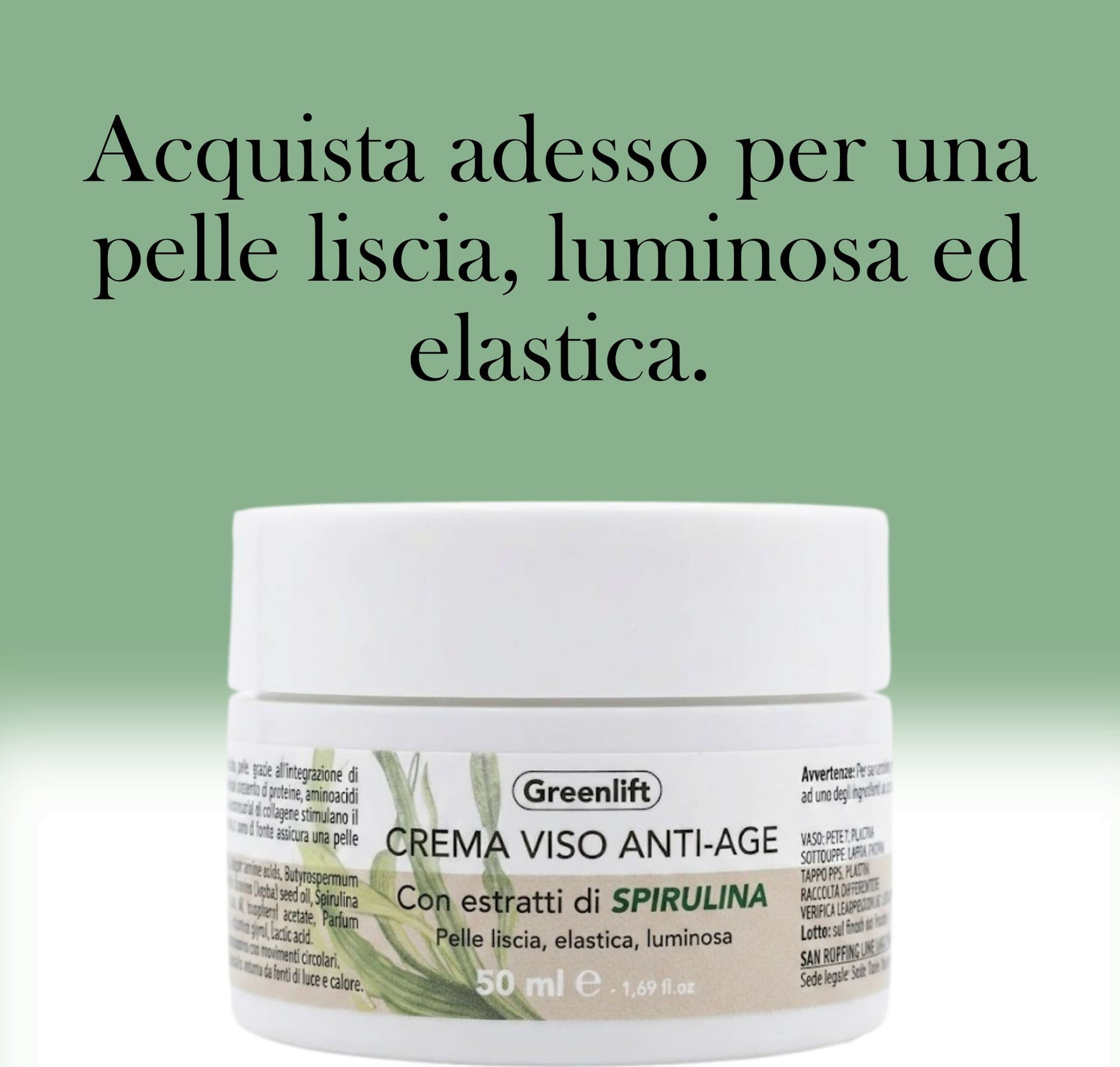 Crema Viso Anti-Age alla Spirulina – 50 ml – Trattamento Idratante e Nutriente per Pelle Liscia, Elastica e Luminosa – Senza Parabeni in Creme BasketGuru Italia - Palermo, commercioVirtuoso.it