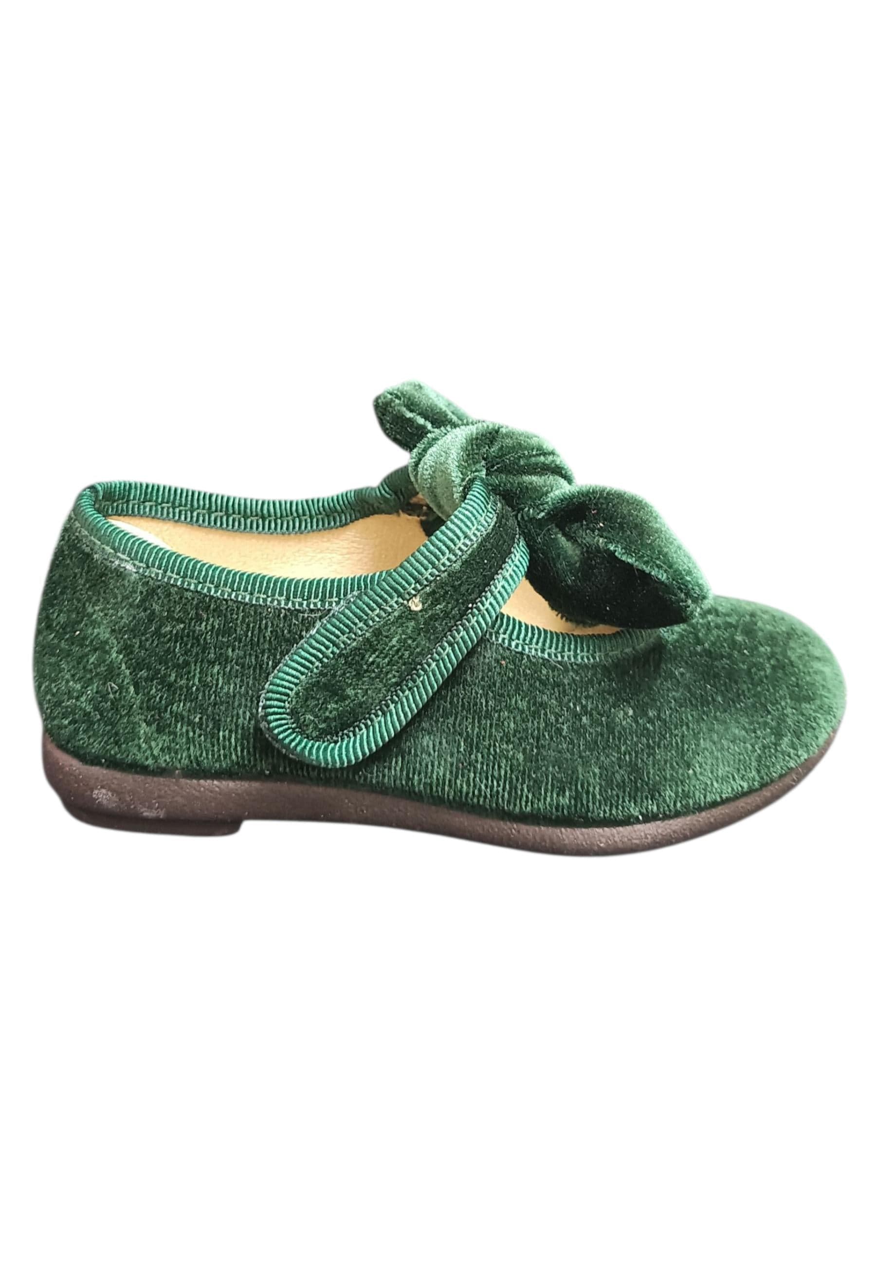 VUL-LADI Candy Ballerine Bambine Ragazze Verdone | Taglia 22-37 | Velluto Fiocco Velcro | Scarpetteria Gica - 6