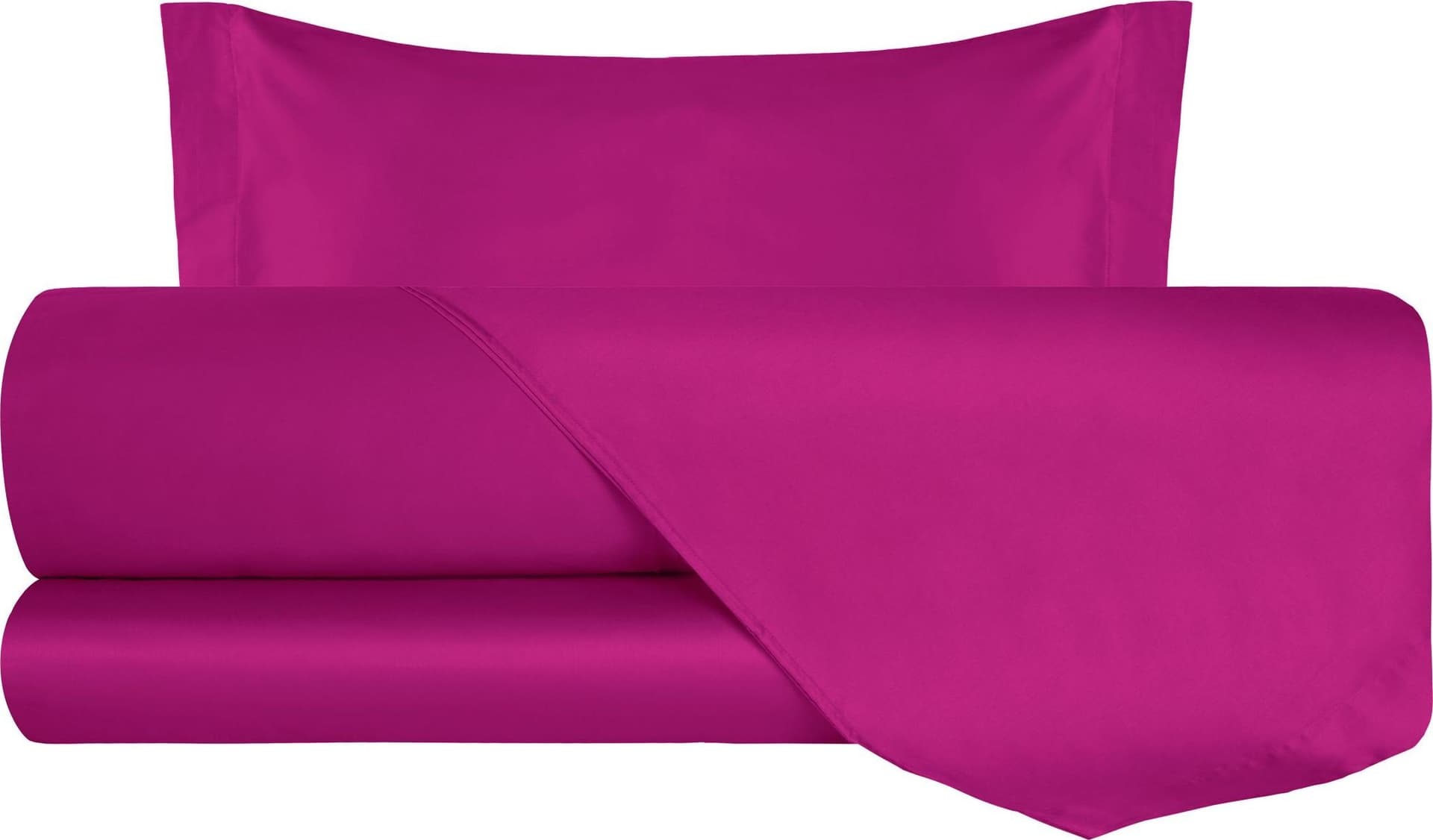 Completo Letto in Raso di puro cotone FUCSIA in Set di lenzuola e federe Vanita di raso - Sesto San Giovanni, commercioVirtuoso.it