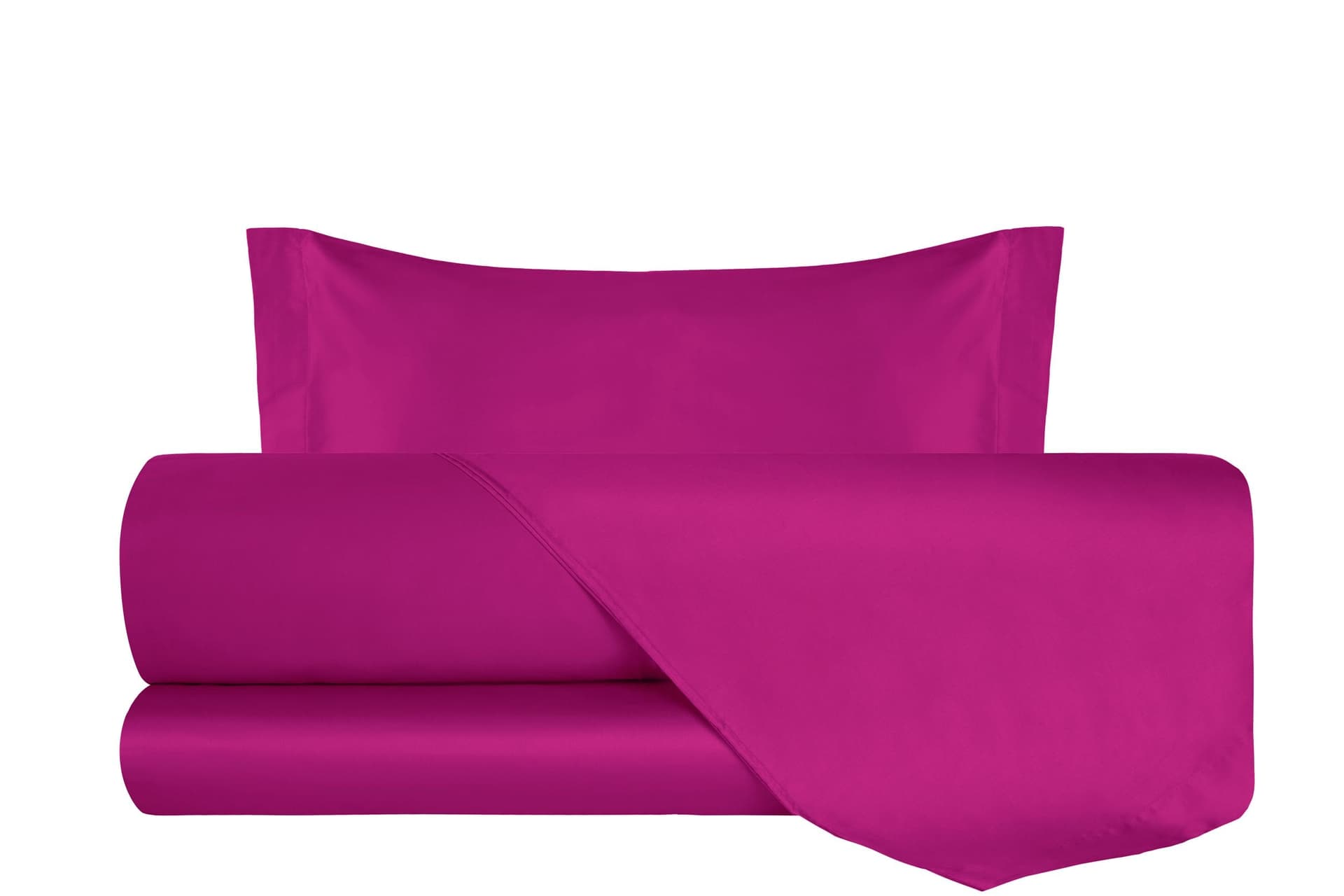 Completo Letto in Raso di puro cotone FUCSIA in Set di lenzuola e federe Vanita di raso - Sesto San Giovanni, commercioVirtuoso.it